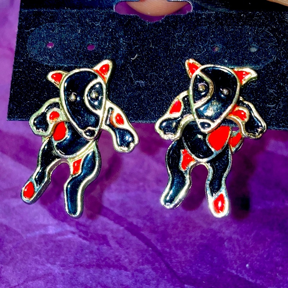 Articulated black pitbull earrings